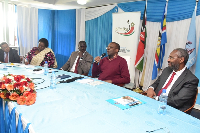 Dr. Willy Mutunga speaking at Elimika Book Launch